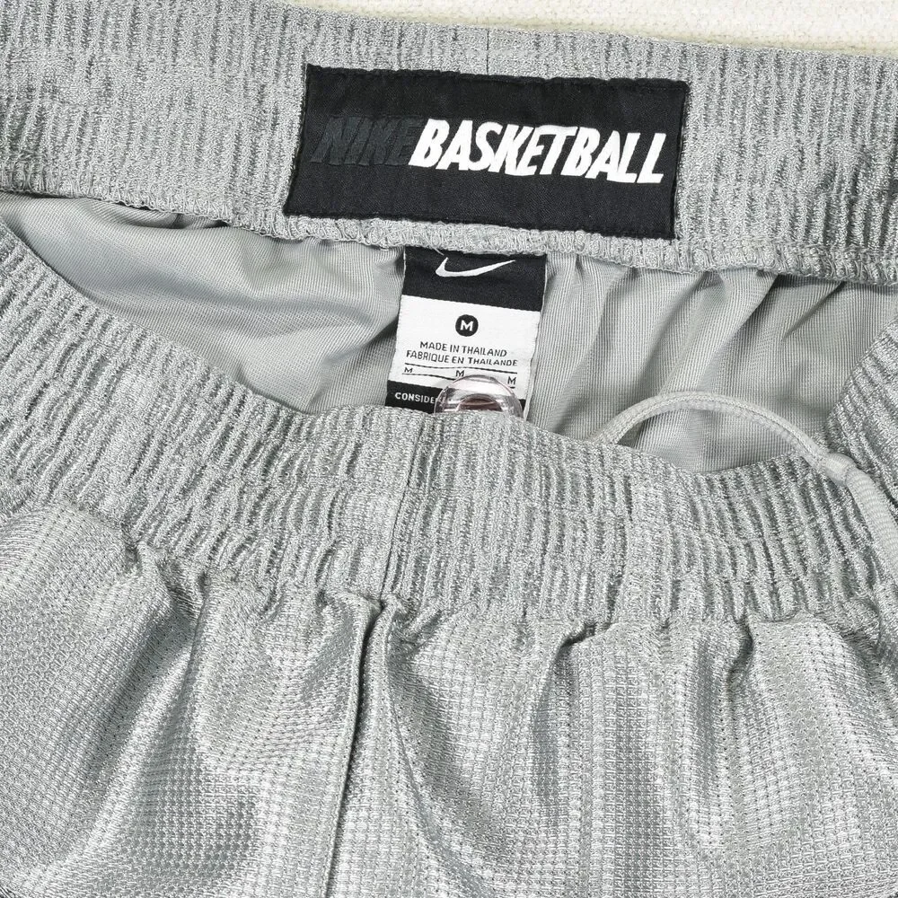 Nike Men’s Medium Dazzle Basketball Shorts Mens Gray Silky Shiny Swoosh